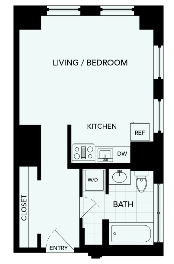 Studio A01 - The Republic Apartments - 2D floor plan