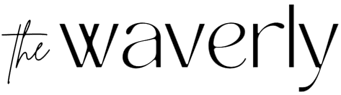 A black background with the word "waverly" written in white cursive font.