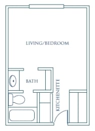 a floor plan of a living room with a bathroom and a closet