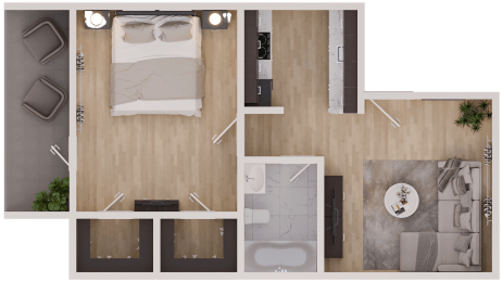 Floor Plan  a floor plan of a bedroom with a bathroom and a bed