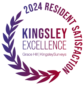 a logo for kingsley excellence residential satisfaction