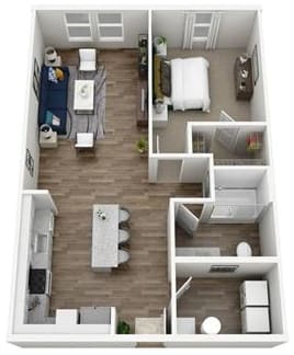 1 bed 1 bath floor plan A at Century Vista Palms, Orlando, 32822