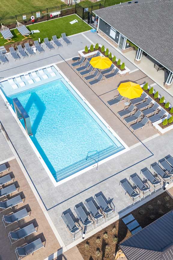 Swimming Pool And Relaxing Area at Arbour Place Apartments, Jeffersonville, IN, 47130