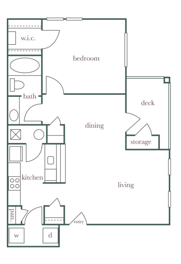 Evergreen Lenox Park - A3 - 1 bedroom and 1 bath - 2D Floor Plan