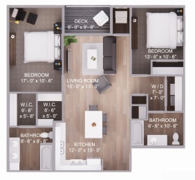  Floor Plan 2 Bedroom 2 Bath