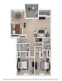 Triple Crown 2 Bedroom 2 Bath 1,053-to1,228 Sq. Ft. at Hunt Club Apartments, Integrity Realty, 44321