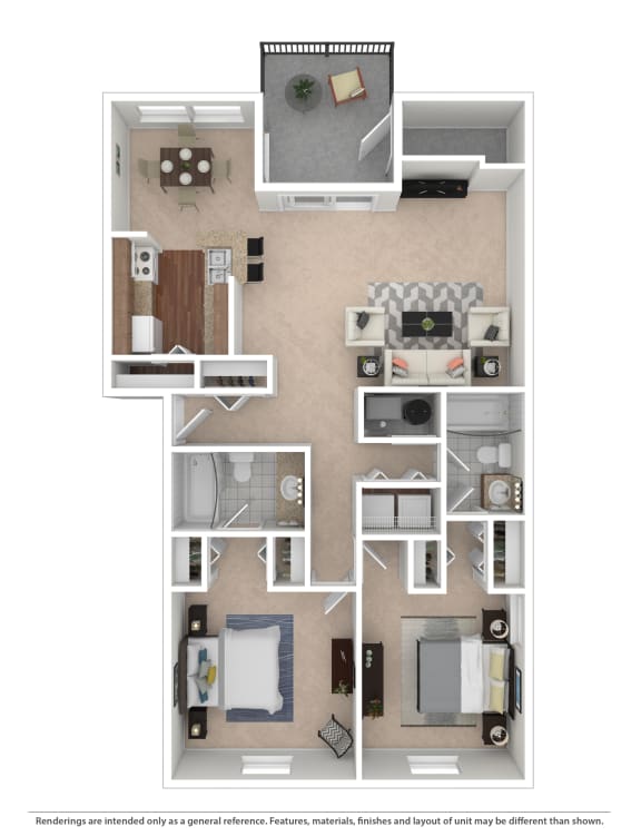 Triple Crown 2 Bedroom 2 Bath 1,053-to1,228 Sq. Ft. at Hunt Club Apartments, Integrity Realty, 44321