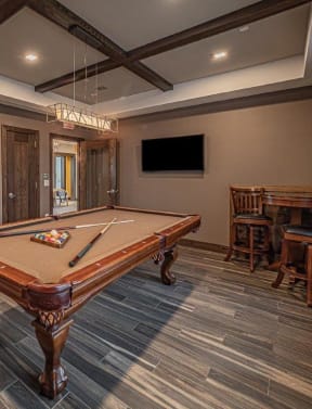 Game room with a pool table and a flat screen tv at Palmer View, Palmer Township, PA, 18045