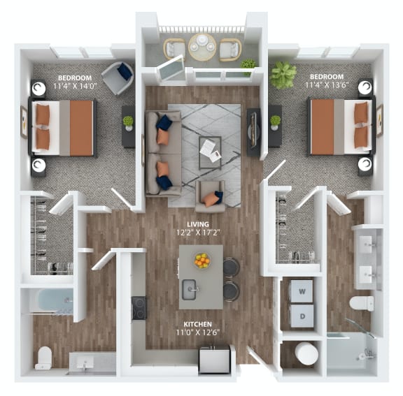 Two bedroom floorplan at The Overlook in Winter Garden, FL