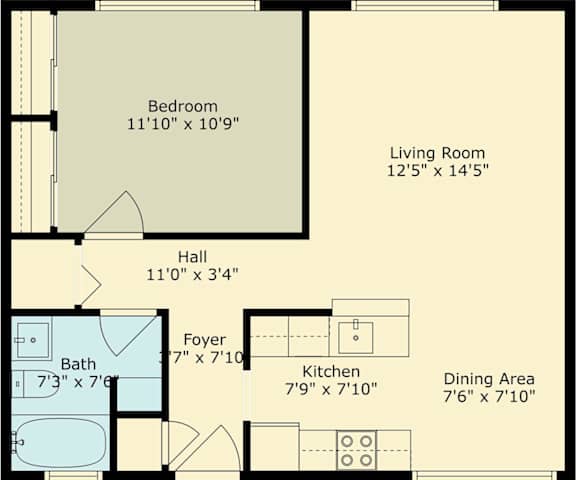 A floor plan for a unit at 1411 Floribunda Avenue, Burlingame, California.
