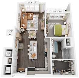 Cherokee Floor Plan 1 Bed, 1 Bath 839 Sq. Ft. at The Quincy Apartments, Georgia