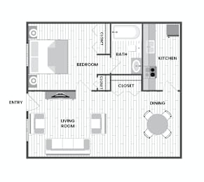 1 Bedroom Floor Plan at Century Apartments, Tennessee