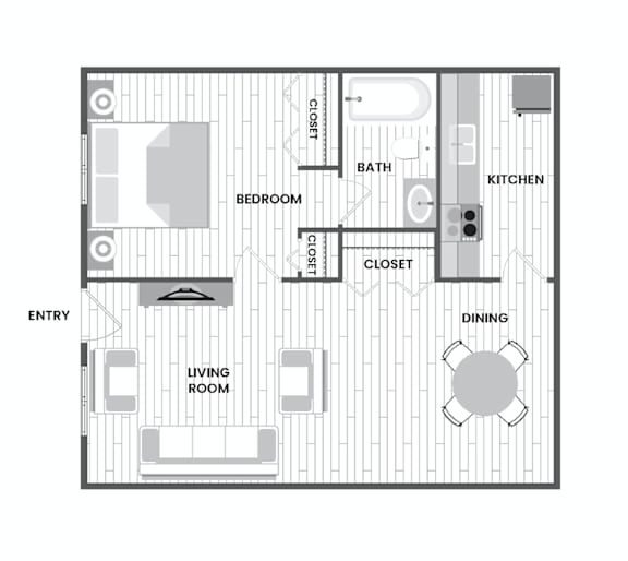 1 Bedroom Floor Plan at Century Apartments, Tennessee