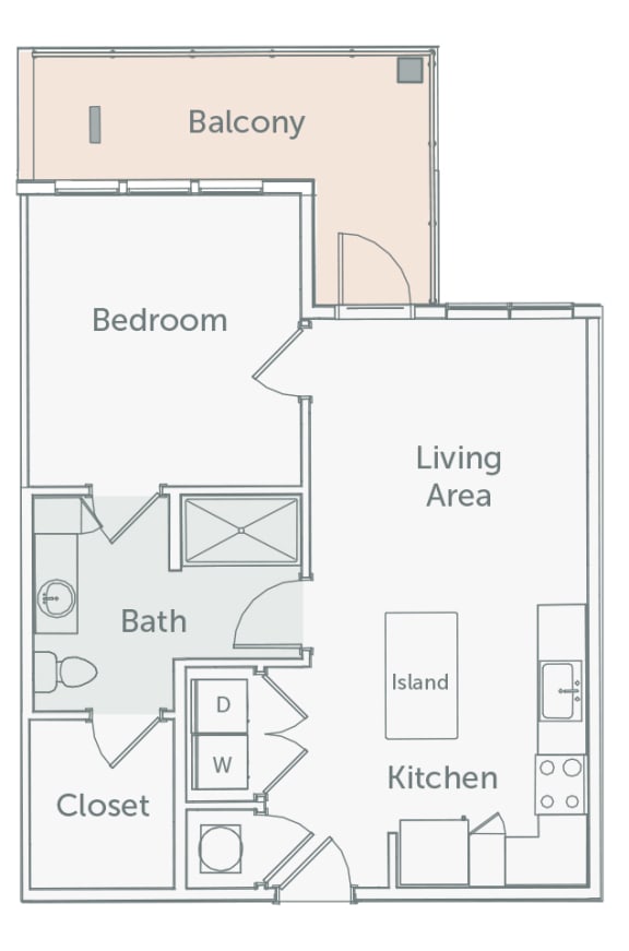 Element 29 - A06 - 1bed-1bath - 2D floor plan
