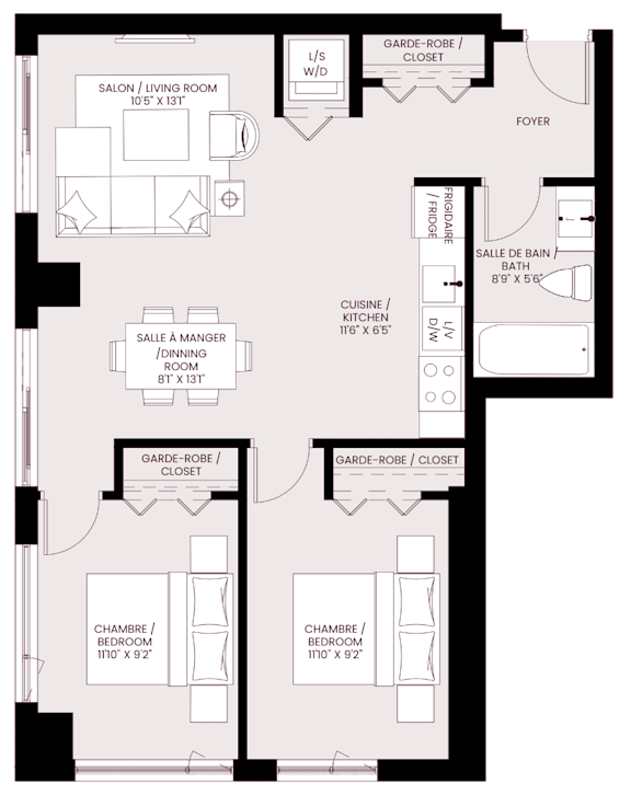 the residence 1 bedroom floor plan  woodland home