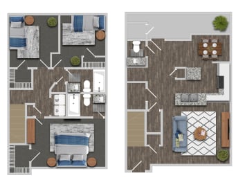 3 Bedroom C Floor Plan at Greens at Stonecreek, Georgia