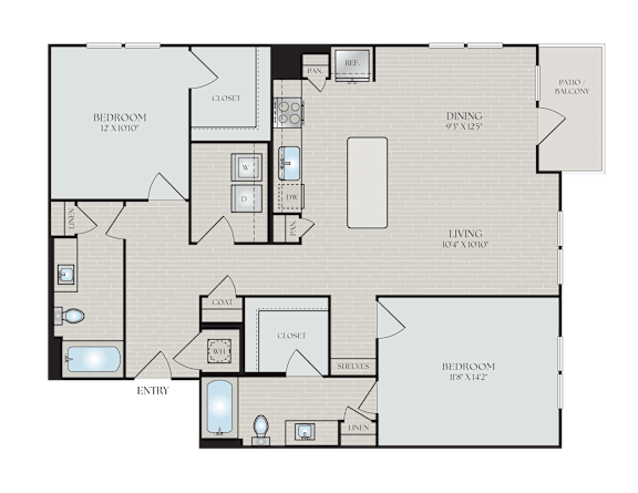A floor plan of a house with labeled rooms such as