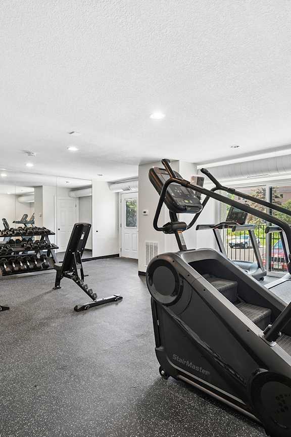 Exercise equipment in a fitness center