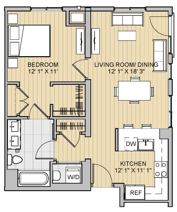 1 Bed 1 Bath 28a700 700 Sq.Ft Floor Plan at 28 Austin St, Newton, MA