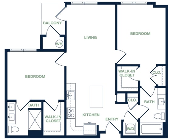 B5 - 2 Bed - 2 Bath - The Airdrie at Paoli Station - 2D Floor Plan