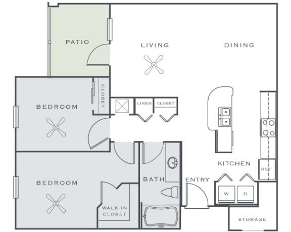 Corbin Greens Apartments - B1 - 2 bedrooms and 1 bath