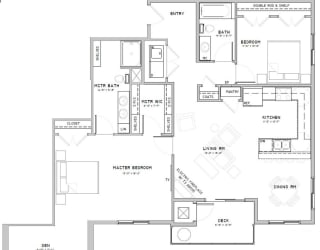 Two bedroom apartment with den-Marigold floor plan for rent at WH Flats in south Lincoln NE