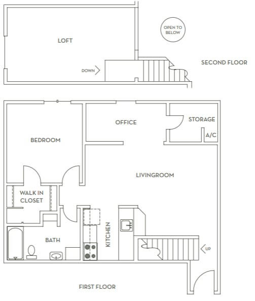 a floor plan of a house with a bedroom and a living room
