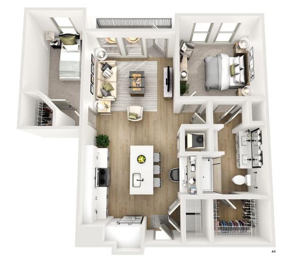 bedroom floor plan at the langston apartments in cleveland, oh