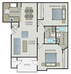 2 Bedroom 2 Bath A at Azul Apartments, Hemet, California