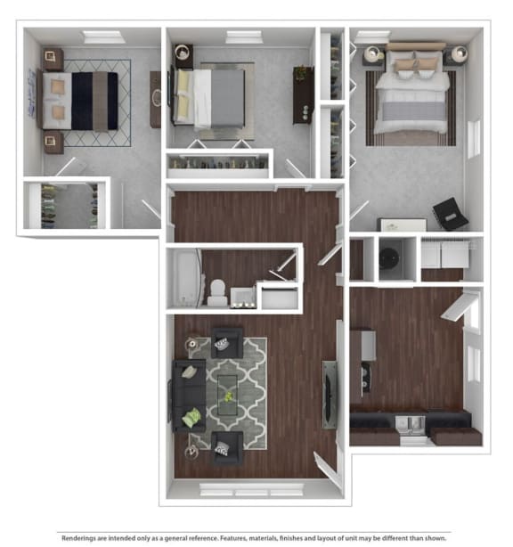 a bedroom with a bed and a chair in a room at Stonebrook of Franklin, Franklin, 46131