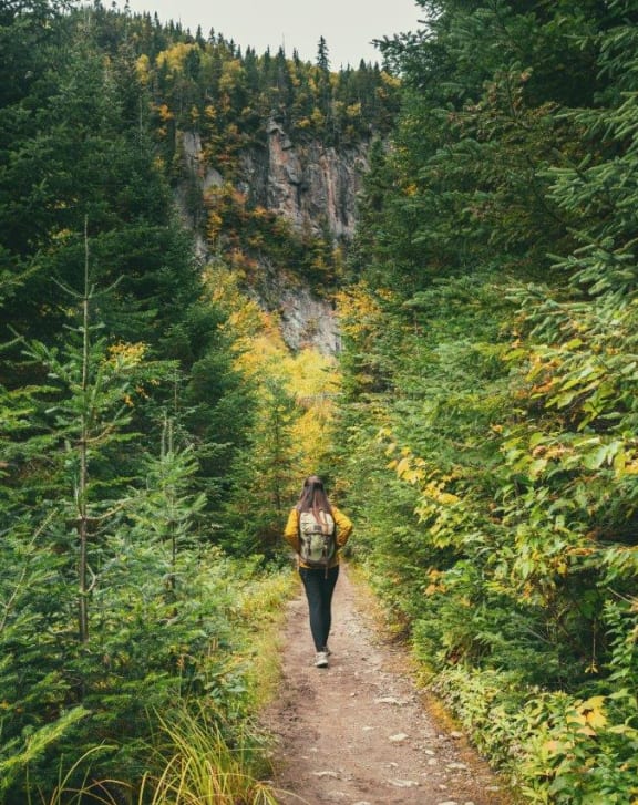 Woman on Hike During Fall