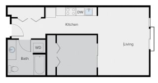 Sparc Apartments 1x1 Floor Plan