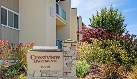 an image of the entrance sign at crestview apartments