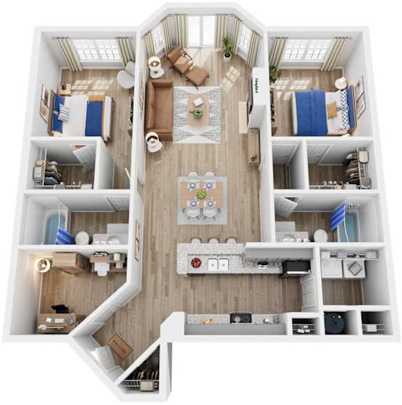 2 Bed 2 Bath Floor Plan | 1,369 Sq. Ft. at Saltmeadow Bay, Virginia Beach, 23451