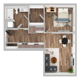 The Gabe Apartments in Portland, Oregon 1B Floor Plan