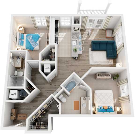 2 Bed 2 Bath Floor Plan | 1,119 Sq. Ft. at Sterling Manor in Virginia, 23185
