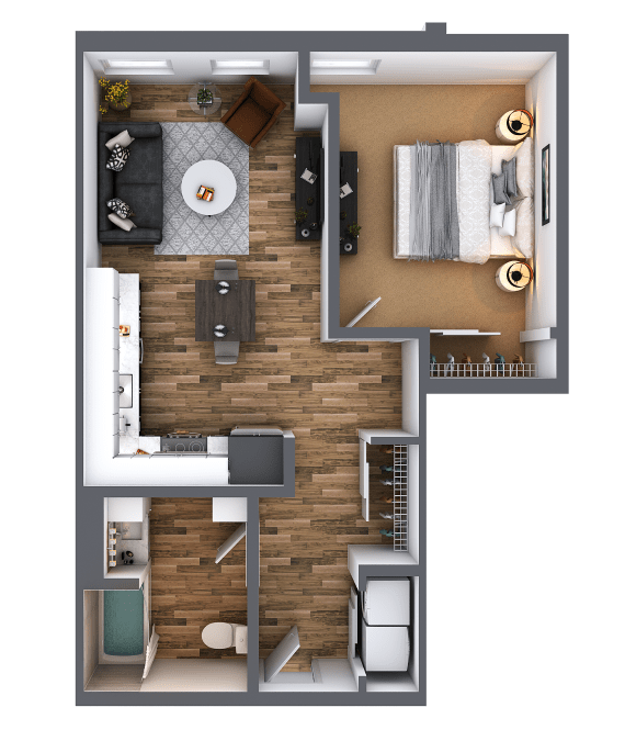 LL Hawkins 1 Bed 1 Bath C Floor Plan