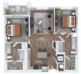 Two bedroom apartment floorplan at The Overlook in Winter Garden, FL