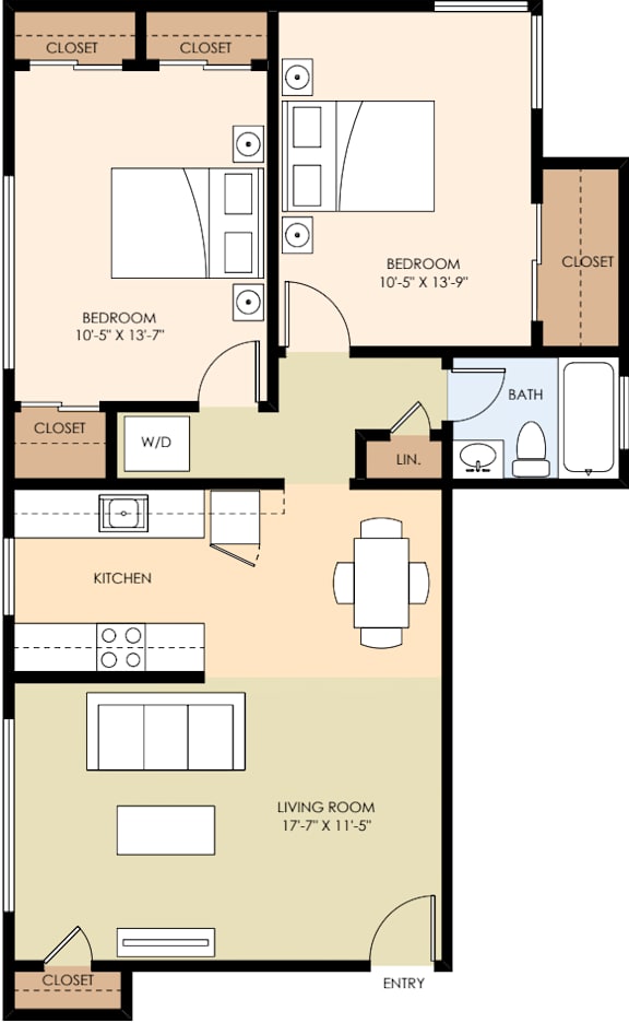 A floor plan of a property at 1113 Haddon Drive, showing a layout with a kitchen, living room, and two bathrooms.