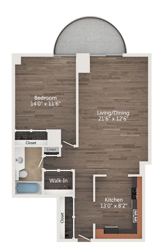 Floor Plan  Floor Plan #7: 1 Bedroom, 1 Bathroom