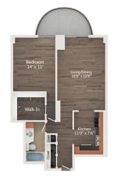 1 Bedroom Floor Plan at Churchill, Minneapolis, MN