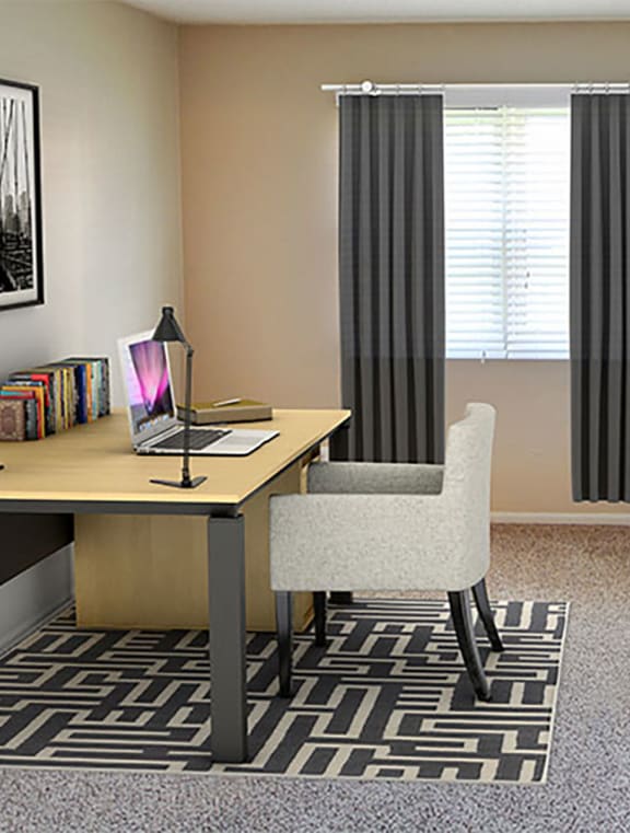bedroom with desk and chair in the floor plan