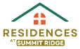 A logo for Residences at Summit Ridge featuring a house shape with a window.