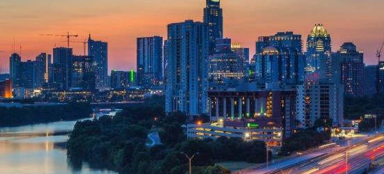 Downtown Austin cityscape at Reveal at Onion Creek, Austin, TX, 78747