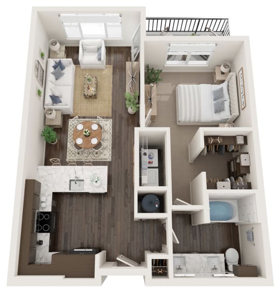 1 bed 1 bath floor plan at The Clearing at ONE28, Olathe, 66062