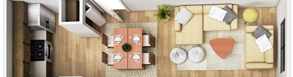 a rendering of our 1 bedroom apartment at princeton court apartments in dallas