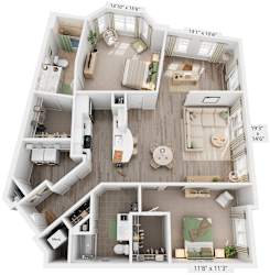 Hallow Floorplan | 1,452 Sq. Ft. at Flats at West Broad Village, Glen Allen