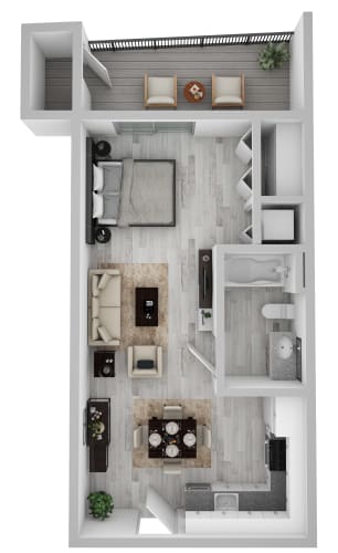 Floor Plan  studio apartment floor plan at AVIVA Apartments