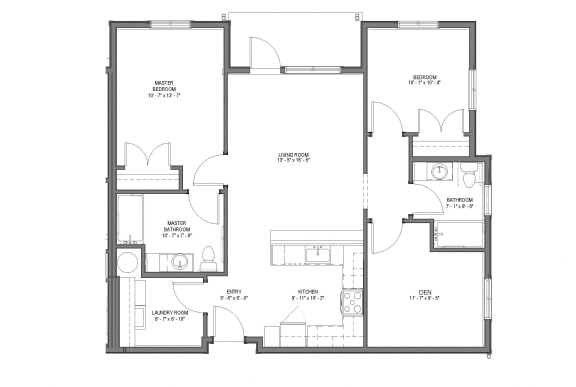 Floor Plan  2- Bedroom Den