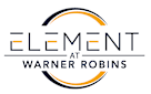 A logo with the text "Element at Warner Robins" in black and orange.